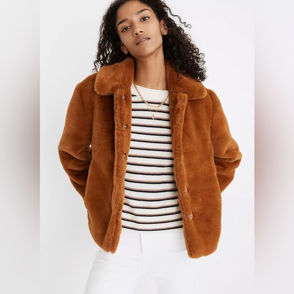 NWT | Madewell | Faux-Fur Crop Coat - Picture 3 of 16